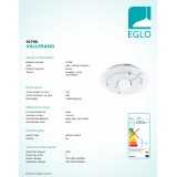 EGLO 92798 | Vallerano Eglo mennyezeti lámpa 5x G9 króm, fehér
