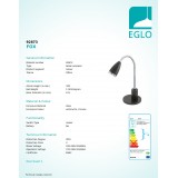 EGLO 92873 | Fox Eglo asztali lámpa 32cm kapcsoló flexibilis 1x GU10 240lm 3000K antracit, króm