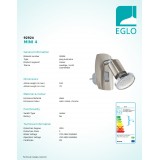 EGLO 92924 | Mini-4 Eglo konnektorlámpa lámpa kapcsoló elforgatható alkatrészek 1x GU10 240lm 3000K matt nikkel, króm