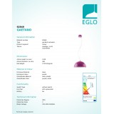 EGLO 92949 | Gaetano Eglo függeszték lámpa 1x LED 1440lm 3000K lila, fehér