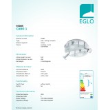 EGLO 93085 | Cabo-1 Eglo mennyezeti lámpa elforgatható alkatrészek 4x GU10 960lm 3000K króm, fehér, áttetsző