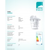 EGLO 93095 | Aloria Eglo falikar lámpa 1x E27 IP44 fehér, áttetsző