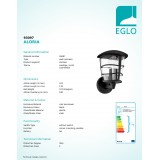 EGLO 93097 | Aloria Eglo falikar lámpa 1x E27 IP44 fekete, áttetsző