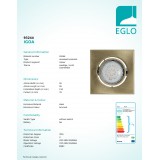 EGLO 93244 | Igoa Eglo beépíthető lámpa billenthető 95x95mm 1x GU10 400lm 3000K bronz