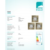 EGLO 93248 | Igoa Eglo beépíthető lámpa 3 darabos szett, billenthető 95x95mm 3x GU10 1200lm 3000K bronz