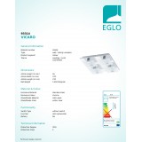 EGLO 93314 | Vicaro Eglo fali, mennyezeti lámpa 4x LED 720lm 3000K króm, fehér, áttetsző