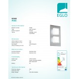 EGLO 93365 | Pias Eglo fali lámpa téglalap 2x LED 320lm 3000K IP44 nemesacél, rozsdamentes acél, áttetsző