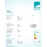 EGLO 93373 | Campilo Eglo függeszték lámpa 1x E27 fehér
