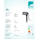 EGLO 93385 | Nema-1 Eglo leszúrható lámpa villásdugó - kapcsoló nélkül elforgatható alkatrészek 2x GU10 480lm 3000K IP44 fekete, áttetsző