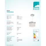 EGLO 93425 | Calaonda Eglo függeszték lámpa 7x G9 3150lm króm, áttetsző