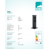 EGLO 93426 | Park4 Eglo konnektoroszlop kiegészítő dugaljjal ellátott IP44 fekete