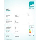 EGLO 93452 | Navedo Eglo álló lámpa 120cm 1x E27 IP44 fehér, áttetsző