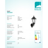 EGLO 93457 | Navedo Eglo falikar lámpa 1x E27 IP44 fekete, antikolt ezüst, áttetsző