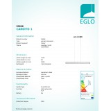 EGLO 93626 | Cardito Eglo függeszték lámpa fényerőszabályzós érintőkapcsoló szabályozható fényerő, állítható színhőmérséklet 1x LED 2500lm 2700 <-> 5000K króm, áttetsző, kristály