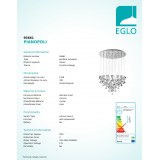 EGLO 93661 | Pianopoli Eglo függeszték lámpa szabályozható fényerő 43x LED 11610lm 3000K króm, áttetsző
