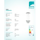 EGLO 93662 | Pianopoli Eglo függeszték lámpa szabályozható fényerő 15x LED 4050lm 3000K króm, áttetsző