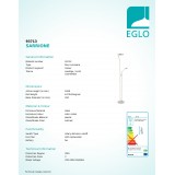 EGLO 93713 | Sarrione Eglo álló lámpa 180cm fényerőszabályzós kapcsoló, kapcsoló flexibilis, szabályozható fényerő 1x LED 1600lm + 1x LED 440lm 3000K matt nikkel, fehér