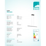 EGLO 93896 | Pellaro Eglo függeszték lámpa fényerőszabályzós érintőkapcsoló szabályozható fényerő, állítható színhőmérséklet 1x LED 3200lm 2700 <-> 6500K matt fekete, fehér