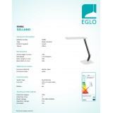 EGLO 93901 | Sellano Eglo asztali lámpa 43cm fényerőszabályzós érintőkapcsoló szabályozható fényerő, állítható színhőmérséklet, elforgatható alkatrészek 1x LED 630lm 2700 <-> 5000K fehér, fekete