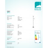 EGLO 93917 | UP2 Eglo álló lámpa 176,5cm vezeték kapcsoló flexibilis 1x E27 + 1x E14 fekete nikkel, fehér