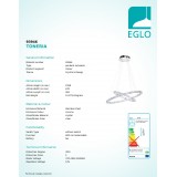EGLO 93946 | Toneria Eglo függeszték lámpa szabályozható fényerő 1x LED 6400lm 4000K króm, áttetsző