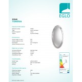 EGLO 93948 | Toneria Eglo fali lámpa ovális 1x LED 3600lm 4000K króm, áttetsző, tükör