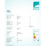 EGLO 93965 | Caupo Eglo asztali lámpa 32cm fényerőszabályzós érintőkapcsoló szabályozható fényerő, állítható színhőmérséklet, elforgatható alkatrészek 1x LED 280lm 2700 <-> 5000K fehér