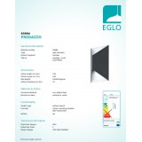 EGLO 93994 | Predazzo Eglo fali lámpa 2x LED 360lm 3000K IP44 antracit, fehér