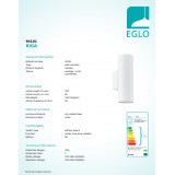EGLO 94101 | RigaLED2 Eglo fali lámpa henger 2x GU10 480lm 3000K IP44 fehér
