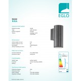 EGLO 94102 | RigaLED2 Eglo fali lámpa henger 1x GU10 240lm 3000K IP44 antracit
