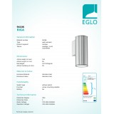EGLO 94106 | RigaLED2 Eglo fali lámpa henger 1x GU10 240lm 3000K IP44 nemesacél, rozsdamentes acél