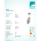 EGLO 94128 | Trono-Stick Eglo fali lámpa mozgásérzékelő 1x GU10 240lm + 1x LED 280lm 3000K IP44 nemesacél, rozsdamentes acél, áttetsző