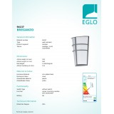 EGLO 94137 | Breganzo Eglo fali lámpa 2x LED 360lm 3000K IP44 ezüst, fehér
