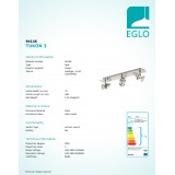 EGLO 94146 | Tukon-3 Eglo spot lámpa elforgatható alkatrészek 3x GU10 750lm 3000K matt nikkel