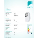EGLO 94175 | Montale Eglo spot lámpa elforgatható fényforrás 1x LED 510lm 3000K fehér, fekete