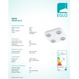 EGLO 94178 | Montale Eglo spot lámpa elforgatható fényforrás 4x LED 2040lm 3000K fehér, fekete