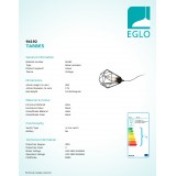 EGLO 94192 | Tarbes Eglo asztali lámpa 26,5cm vezeték kapcsoló 1x E27 fekete