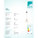 EGLO 94194 | Tarbes Eglo függeszték lámpa 1x E27 vörösréz, fekete