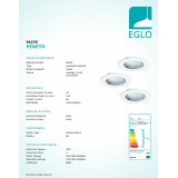 EGLO 94235 | Peneto Eglo beépíthető lámpa kerek 3 darabos szett Ø78mm 3x GU10 720lm 3000K fehér