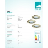 EGLO 94238 | Peneto Eglo beépíthető lámpa kerek 3 darabos szett Ø78mm 3x GU10 600lm 3000K bronz