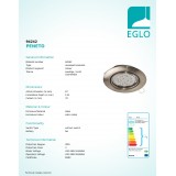 EGLO 94242 | Peneto Eglo beépíthető lámpa kerek billenthető Ø87mm 1x GU10 400lm 3000K matt nikkel