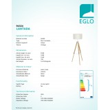 EGLO 94324 | Lantada Eglo álló lámpa 106cm vezeték kapcsoló állítható magasság 1x E27 natúr, bézs