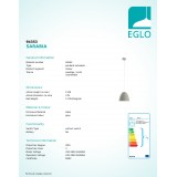 EGLO 94353 | Sarabia Eglo függeszték lámpa 1x E27 szürke