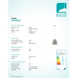 EGLO 94354 | Sarabia Eglo függeszték lámpa 1x E27 szürke