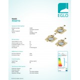 EGLO 94403 | Peneto Eglo beépíthető lámpa négyzet 3 darabos szett, billenthető 87x87mm 3x GU10 1200lm 3000K sárgaréz
