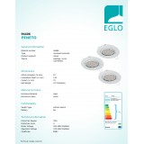 EGLO 94406 | Peneto Eglo beépíthető lámpa kerek 3 darabos szett, billenthető Ø87mm 3x GU10 1200lm 3000K fehér
