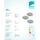 EGLO 94407 | Peneto Eglo beépíthető lámpa kerek 3 darabos szett, billenthető Ø87mm 3x GU10 1200lm 3000K króm