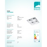EGLO 94486 | Cisterno Eglo fali, mennyezeti lámpa 4x LED 1920lm 3000K króm, szatén, áttetsző