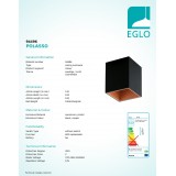 EGLO 94496 | Polasso Eglo mennyezeti lámpa kocka 1x LED 340lm 3000K fekete, vörösréz