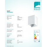 EGLO 94499 | Polasso Eglo mennyezeti lámpa kocka 1x LED 340lm 3000K fehér, ezüst
